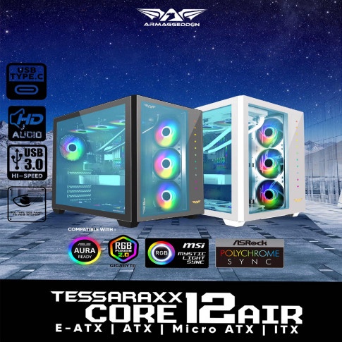 Casing Gaming Armaggeddon Tessaraxx Core 12 Air E-ATX Gaming PC Case