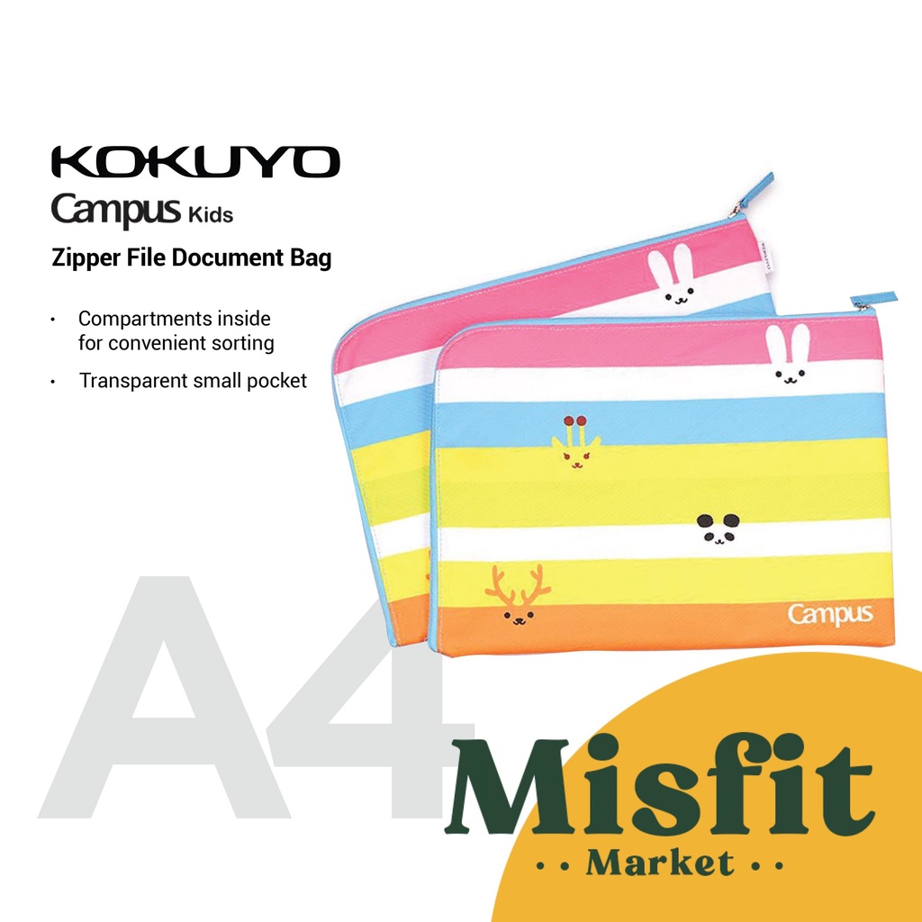 

Kokuyo Campus Kids Zipper File Document Bag A4 Kantung Folder Organizer Storage Dokumen Surat Map Bening