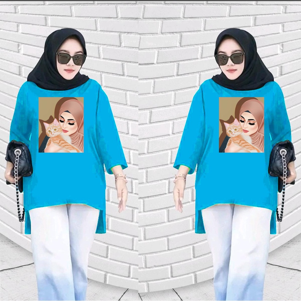 GSC - Long Tunik ANIME 032 / Tunik wanita jumbo / Tunik kaos viral / Tunik motif anime / Tunik panjang / Tunik wanita hijab terbaru