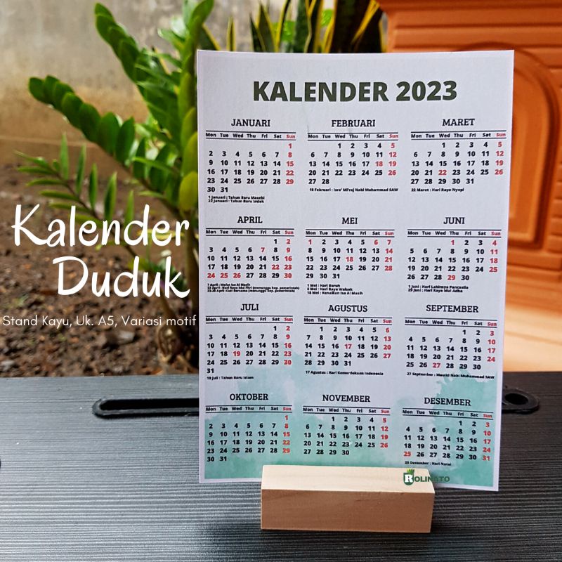 [A5] Kalender Stand Kayu Tahun 2025 / Kalender Duduk Aesthetic