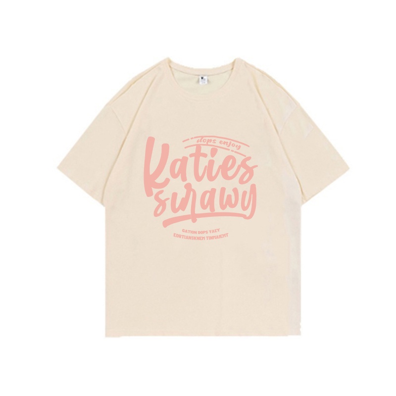 [chaoo.id]Ootdsupply Baju Oversize Kekinian American Retro Lengan Pendek Letter Graffiti Print T-shirt Basic Toffe Kaos