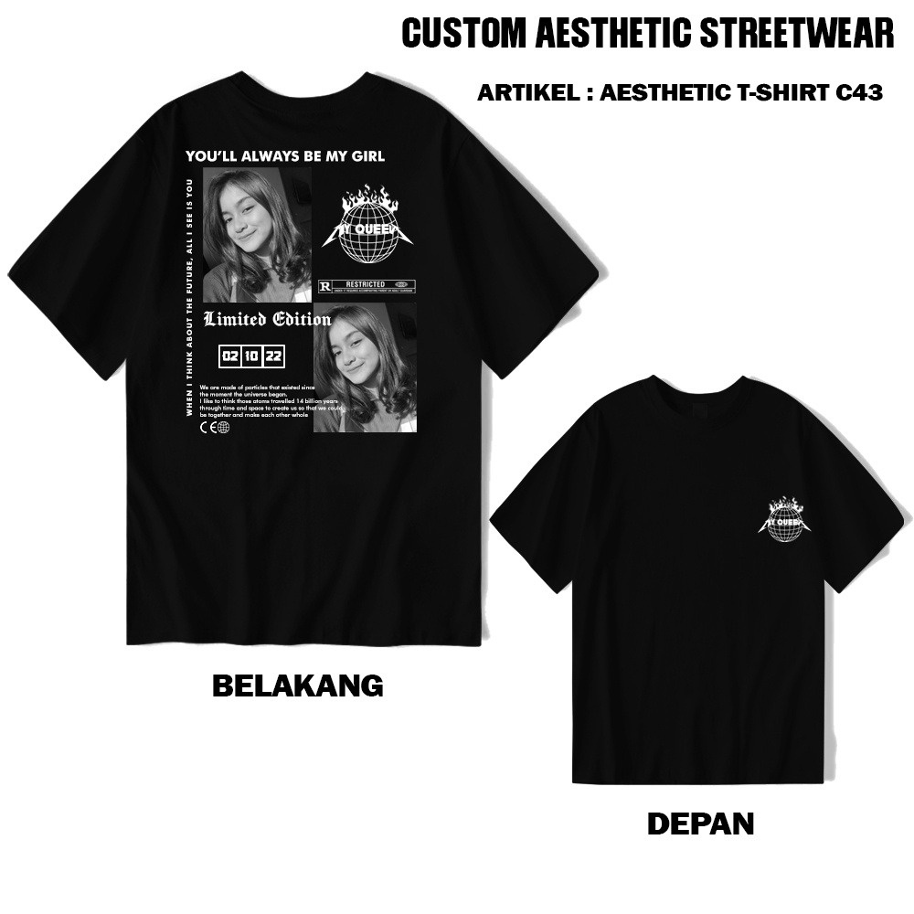 GSC - Kaos Oversize 24s CUSTOM FOTO SENDIRI / Kaos Sablon Satuan / Kaos Custom Foto Aesthetic / Kaos Sablon DigitaL DTF / Baju Kaos Bahan Cotton Combed