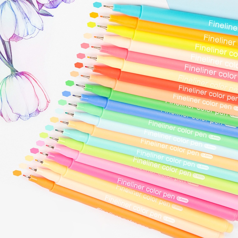 10warna 0.4mm Fineliner Color Pen Mahasiswa Simple Fiber Nib Gel Pen Set