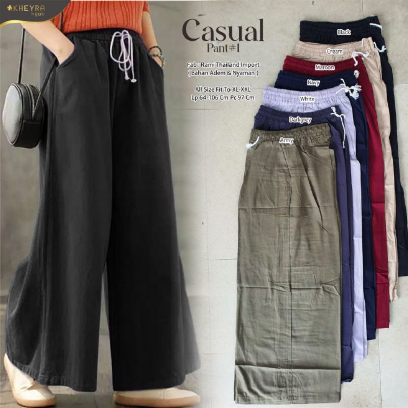 100% ORI Casual pants #1 #2 celana panjang kulot wanita by Kheyra / Lp 64-106 Pj 97 huuh