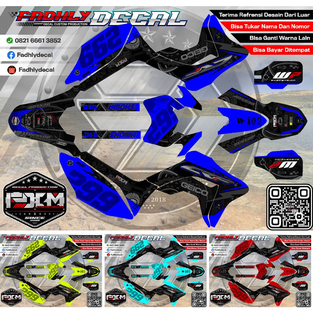 decal crf 150 l full body hitam biru stiker fullbody keren