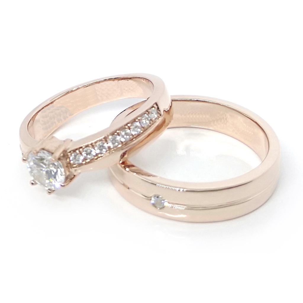 Cincin Nikah Couple Emas Rosegold 9.6K Asli Ukir Nama A136