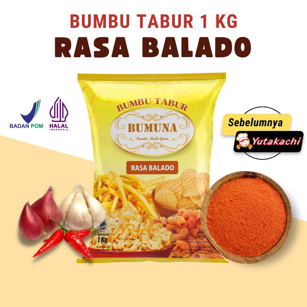 Bumbu Tabur Balado 1Kg / Bubuk Tabur BUMUNA Bumbu Keripik Kentang Lidi Ayam Makaroni Jamur Tahu Penyedap Rasa Pusat Bumbu