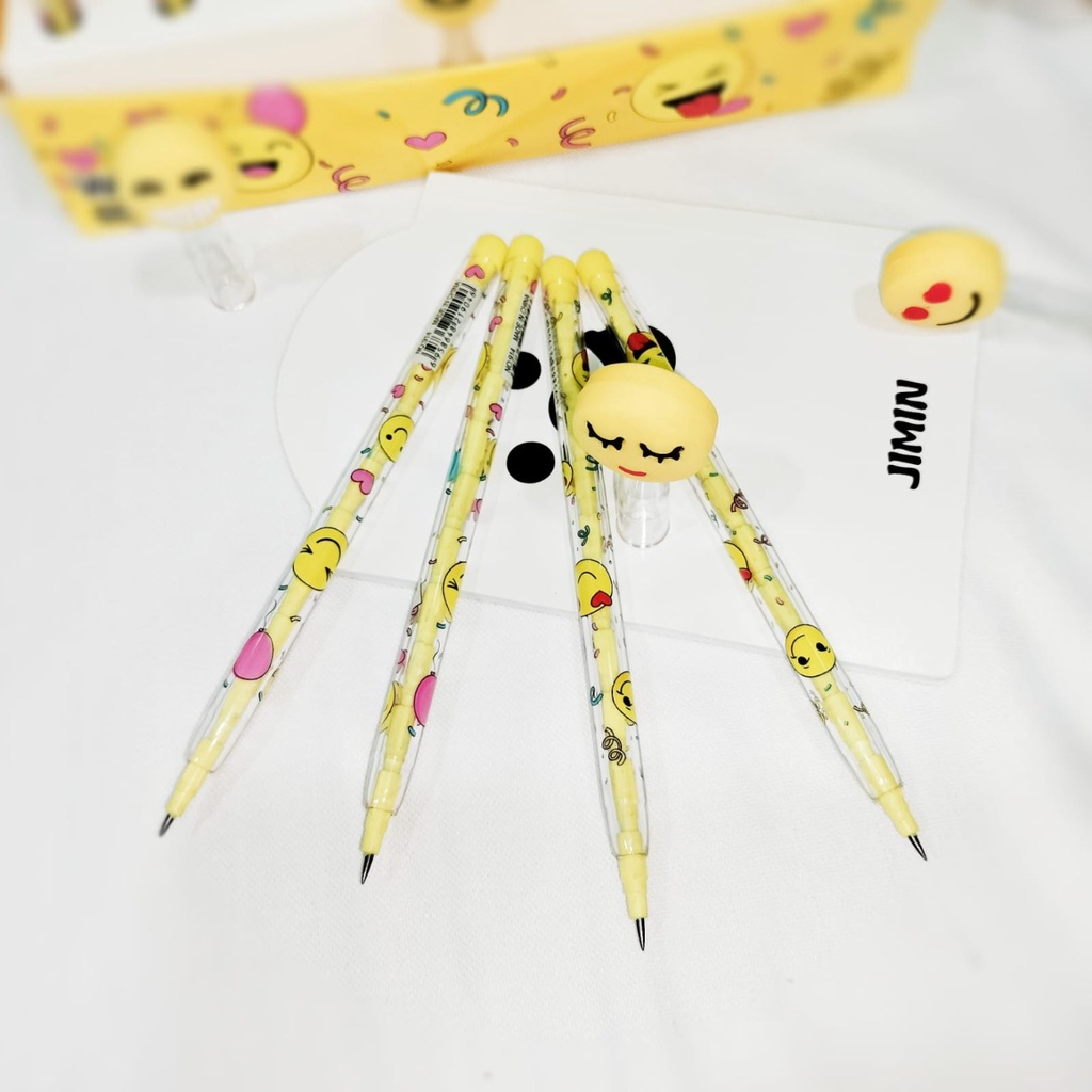 PENSIL SUSUN EMOJI CUTE LUCU MOTIF UNIK ALAT TULIS ANAK HARGA TERMURAH PENSIL IMUT BENTUK EMOTICON STATIONARY FANCY BEST QUALITY LIMITED EDITION READY GROSIR DAN COD