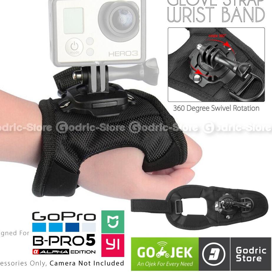 Model Terkeren Action Cam 360 Glove Hand Strap for GOPRO HERO / XIAOMI YI / BRICA B-PRO / DJI OSMO Camera