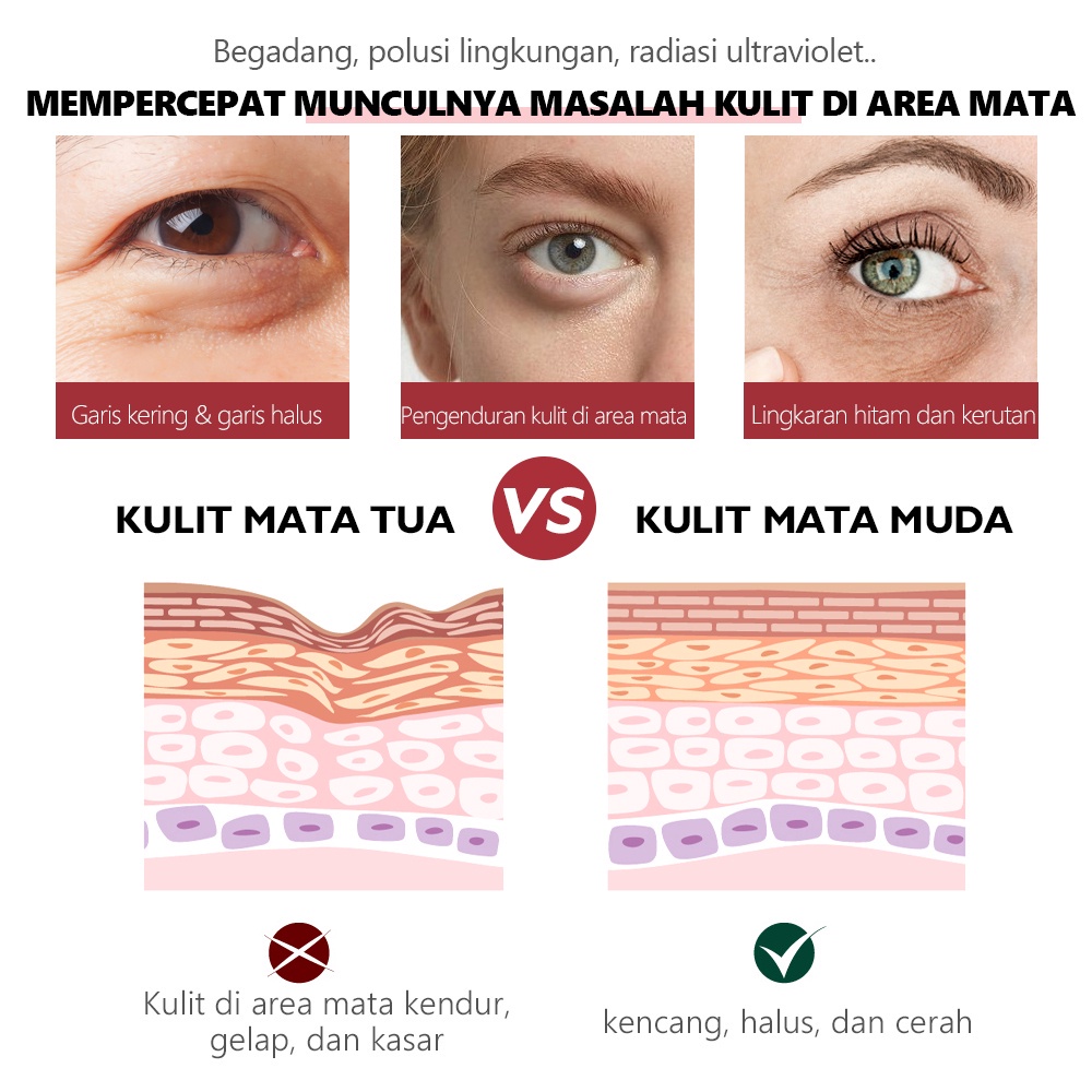 VIBRANT GLAMOUR Retinol Eye Serum Untuk Mata Pelembab Anti Penuaan Mengurangi Garis Halus dan Kantong Mata