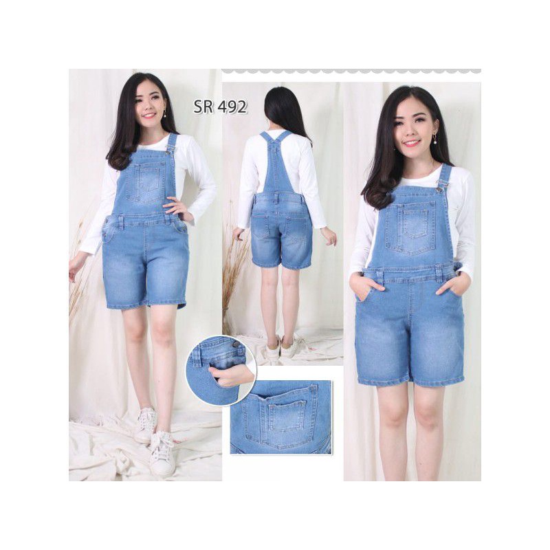 ORIGINAL BAJU OVERALL JUMPER JUMPSUIT CELANA KODOK MONYET ANJING PENDEK BAHAN JEANS DENIM TEBAL IMPO