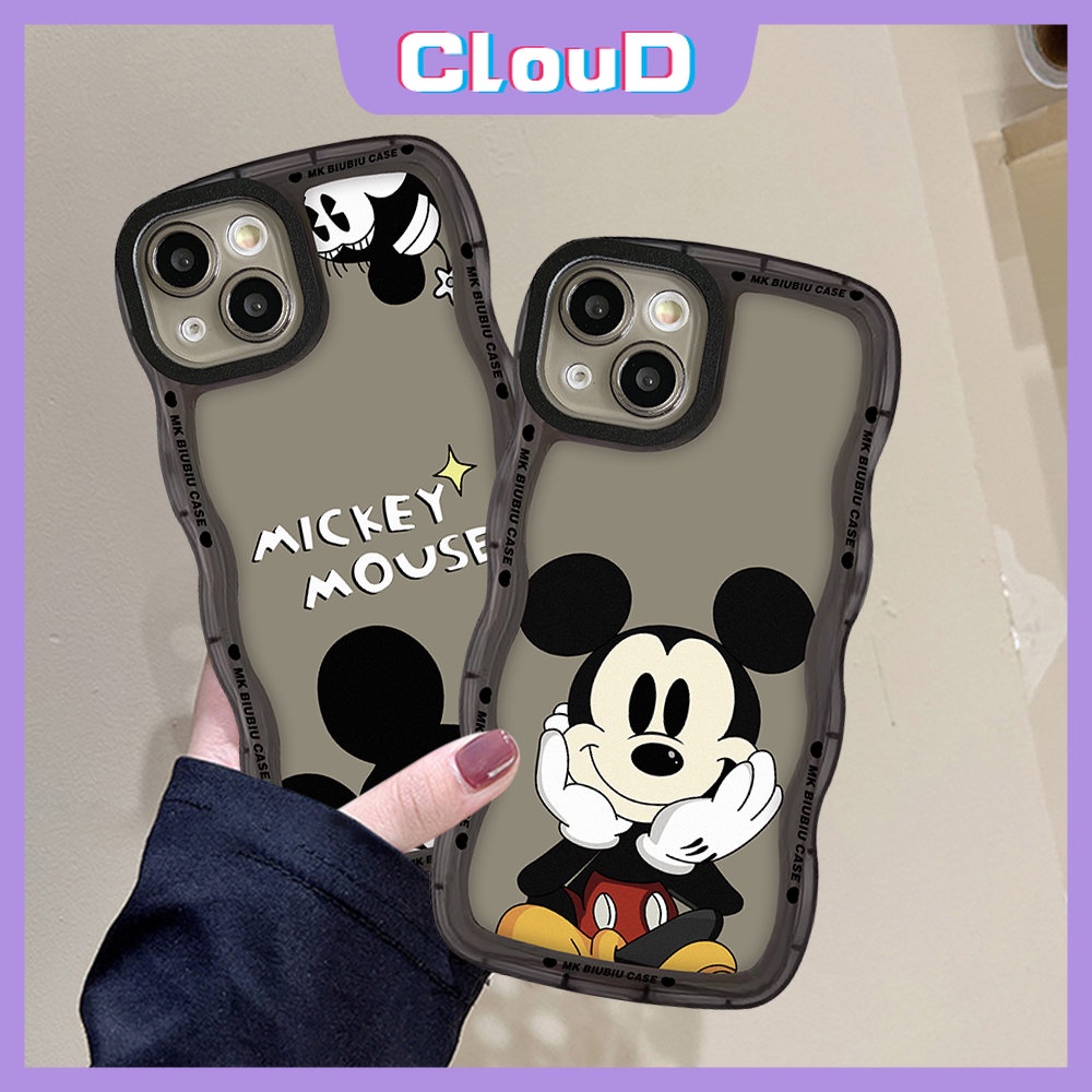 Case Kompatibel Untuk iPhone 11 Pro Max 7Plus 6Plus 13 11 12 14 Pro Max X XR XS Max8 7 6s 6 14 Plus SE 2020lembut Tpu Lucu Kartun Disney Mickey Mouse Wavy Edge Couple Cover