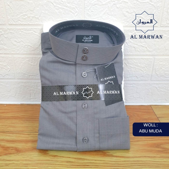 {FamilyStore} Jubah / Gamis Wol Al Haramain Marwan Wool/ Almarwan Woll Premium - abu muda 50/22 Mura