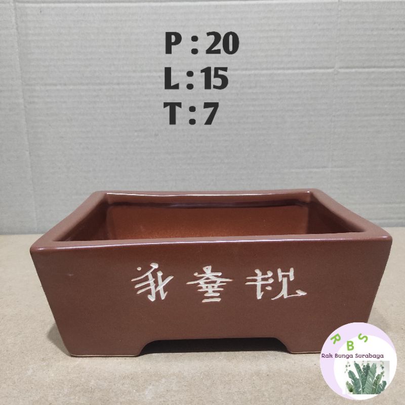 Pot Keramik bonsai Persegi panjang model china premium