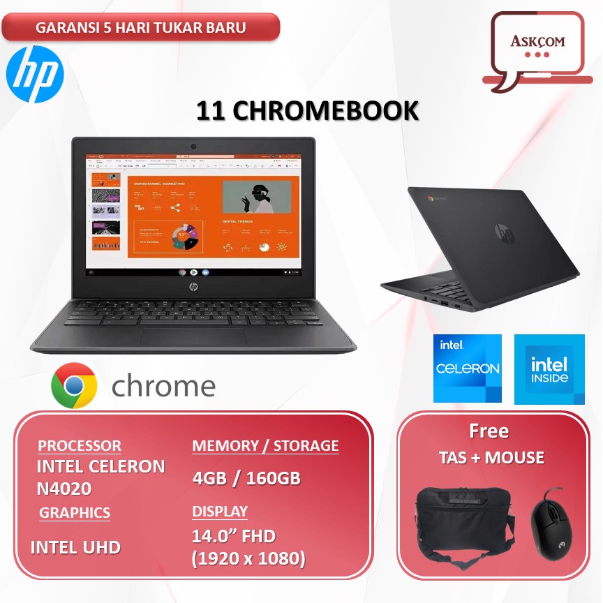 Laptop MURAH HP 11 Chromebook N4020 RAM 4GB 160GB 11.6 CHROME OS