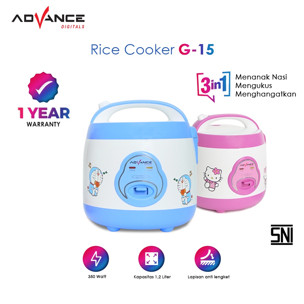 ADVANCE Rice Cooker 1.2 Liter Pola Kartun Penanak Nasi / Megicom SNI HelloKitty Doraemon G15
