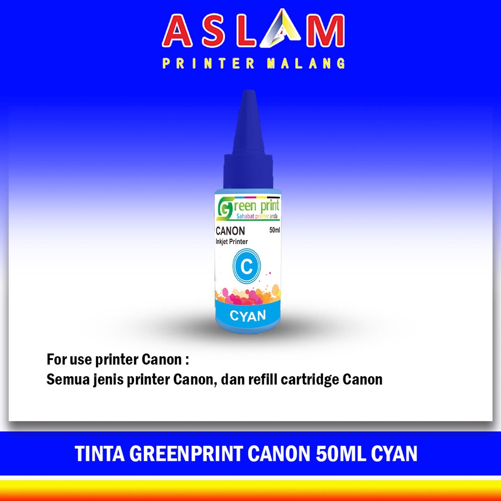 Tinta Canon 50ml Biru (Cyan) TInta Canon Green Print untuk Refill Cartridge Canon