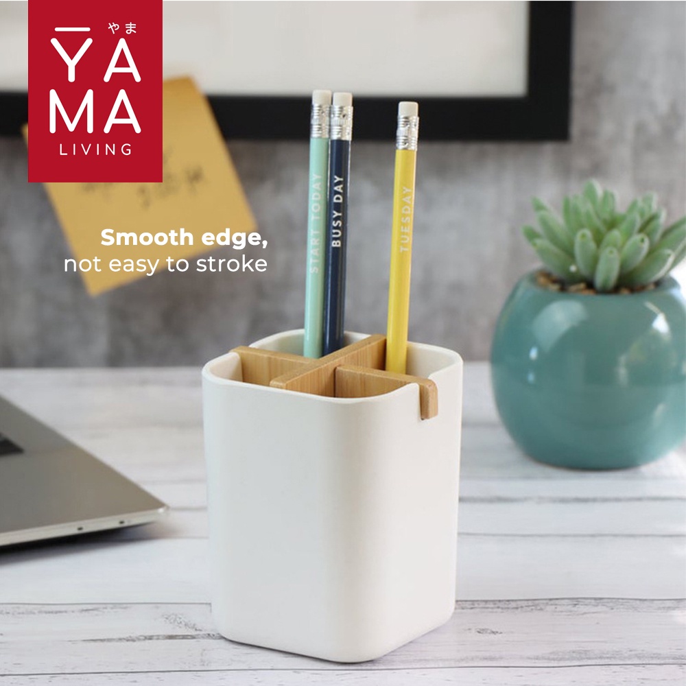 YAMA SAMATA Wooden Organizer Storage Tempat Wadah Alat Tulis Sikat Gigi Meja Belajar Kamar Mandi