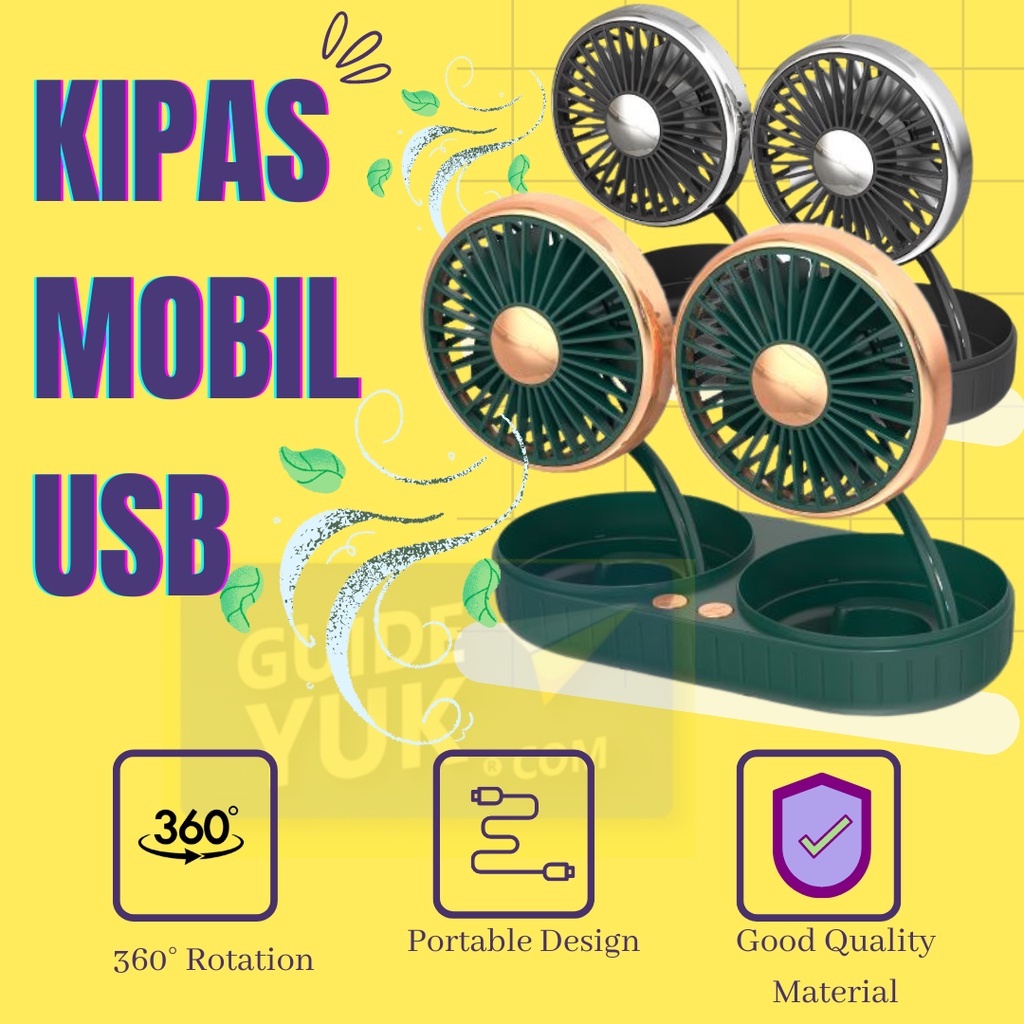 Kipas Angin mobil /kipas angin mini/kipas angin portable/Double Headed Fan Mobil /kipas Mobil USB Plug