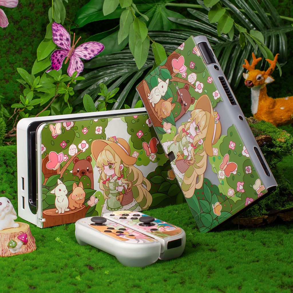 Switch OLED Hard Case Nintendo Switch Forest Girl Theme Casing Pelindung Untuk Switch OLED/Lite/V1 V2 Model Joy-con Case Penyimpanan Tas Aksesoris