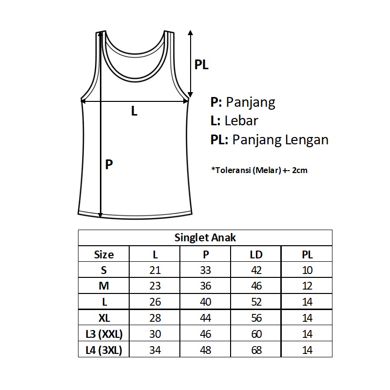 [PAKET 12 PCS] Singlet Kaos Dalam Anak Sablon (warna)