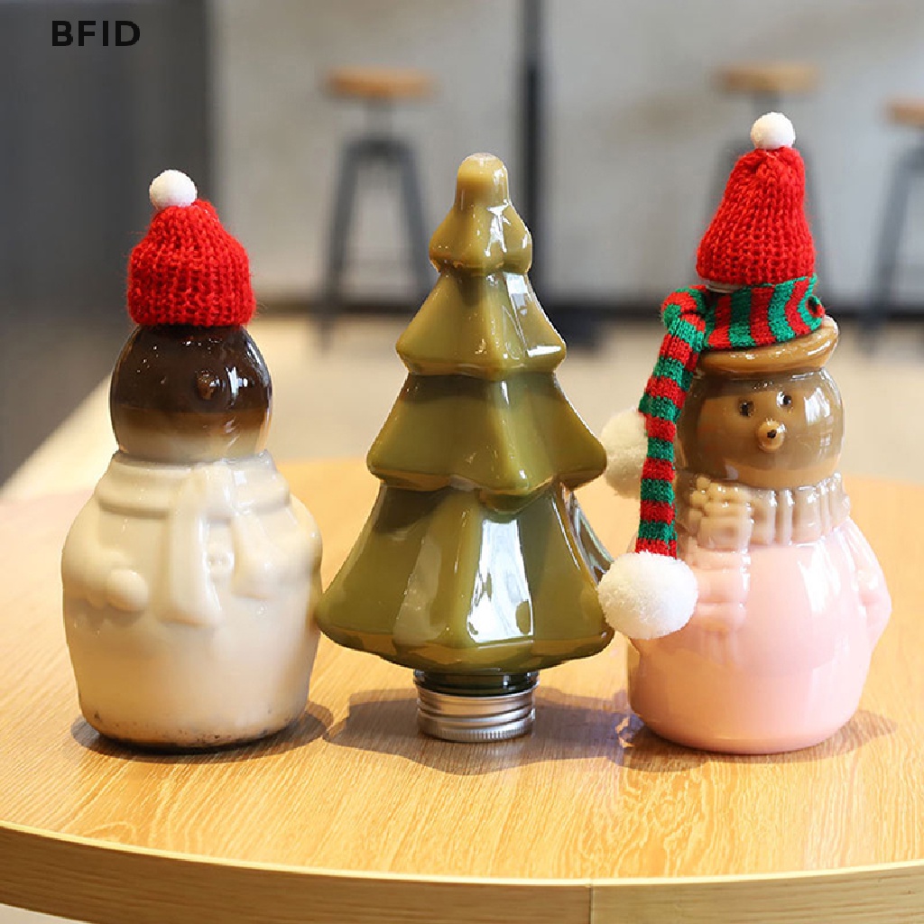 [BFID] Christmas Snowman Xmas Tree 400ml Botol Minum Transparan Minuman Dingin Es Kopi Susu Teh Juice Cup [ID]