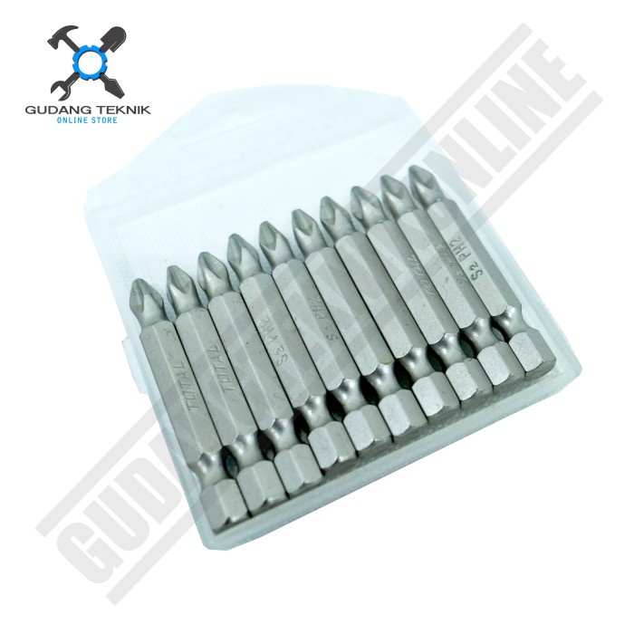 Mata Obeng Angin Plus PH2x50 mm SET 10Pcs TAC16PH223 TOTAL / Screwdriver Bit Magnetic 10Pcs PH2x50mm SET TAC 16PH 223 TOTAL