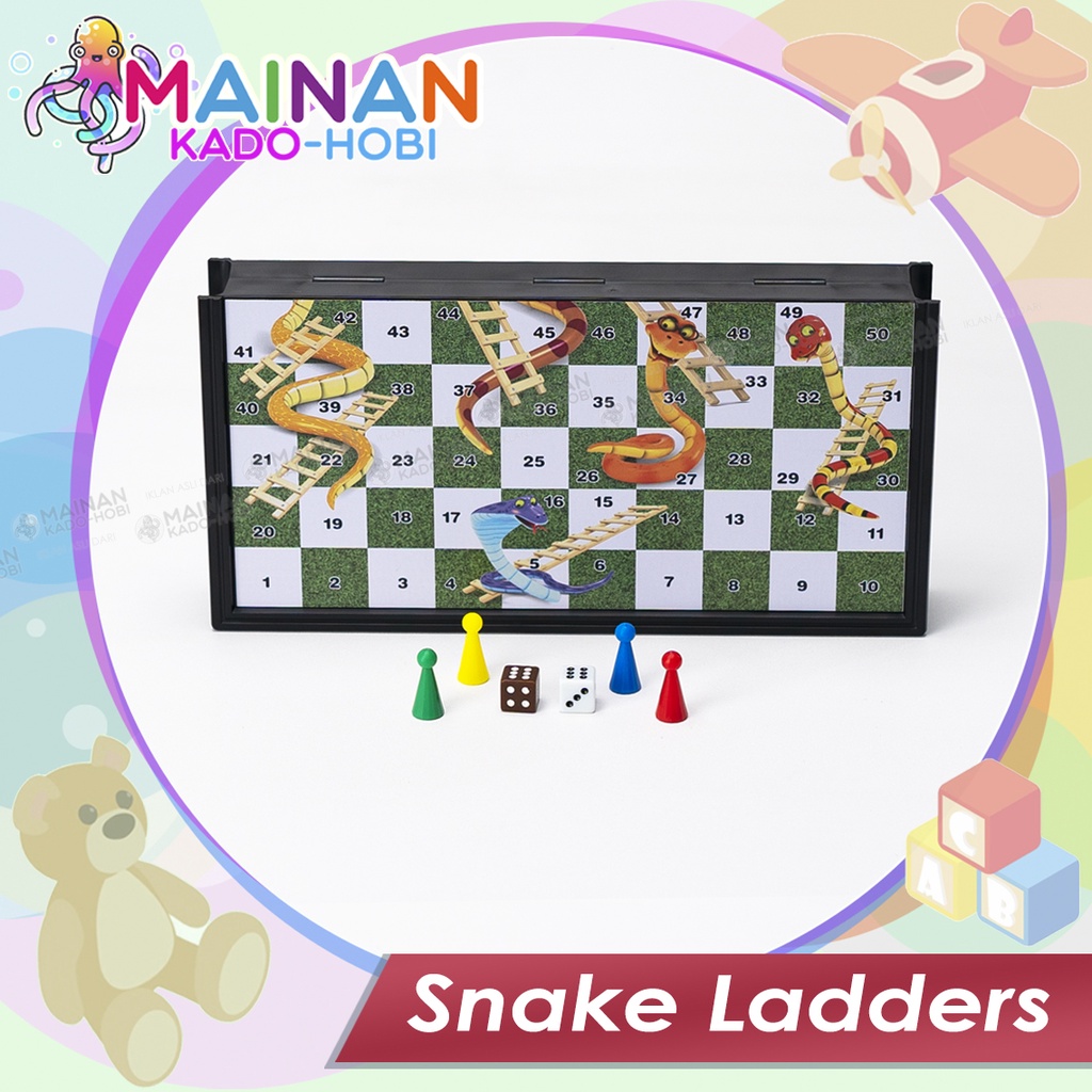 MAINAN ANAK MAGNETIC BOARD GAME DADU ULAR TANGGA SNAKE LADDER