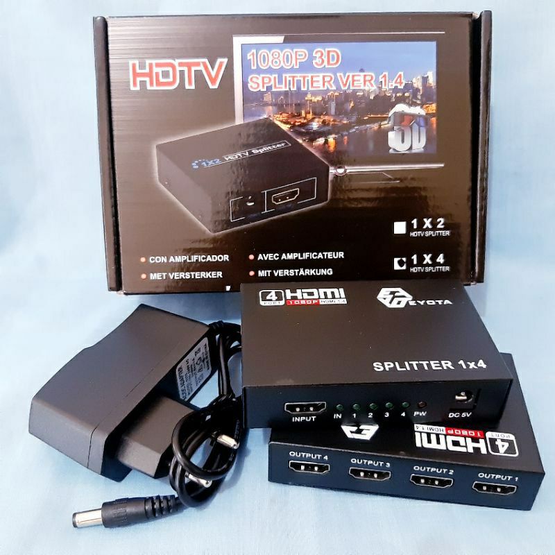 HDMI SPLITTER 4 PORT 1-4  IN 1 OUT 4 - CONVERTER SPLITTER HDMI FULL HD 4 PORT