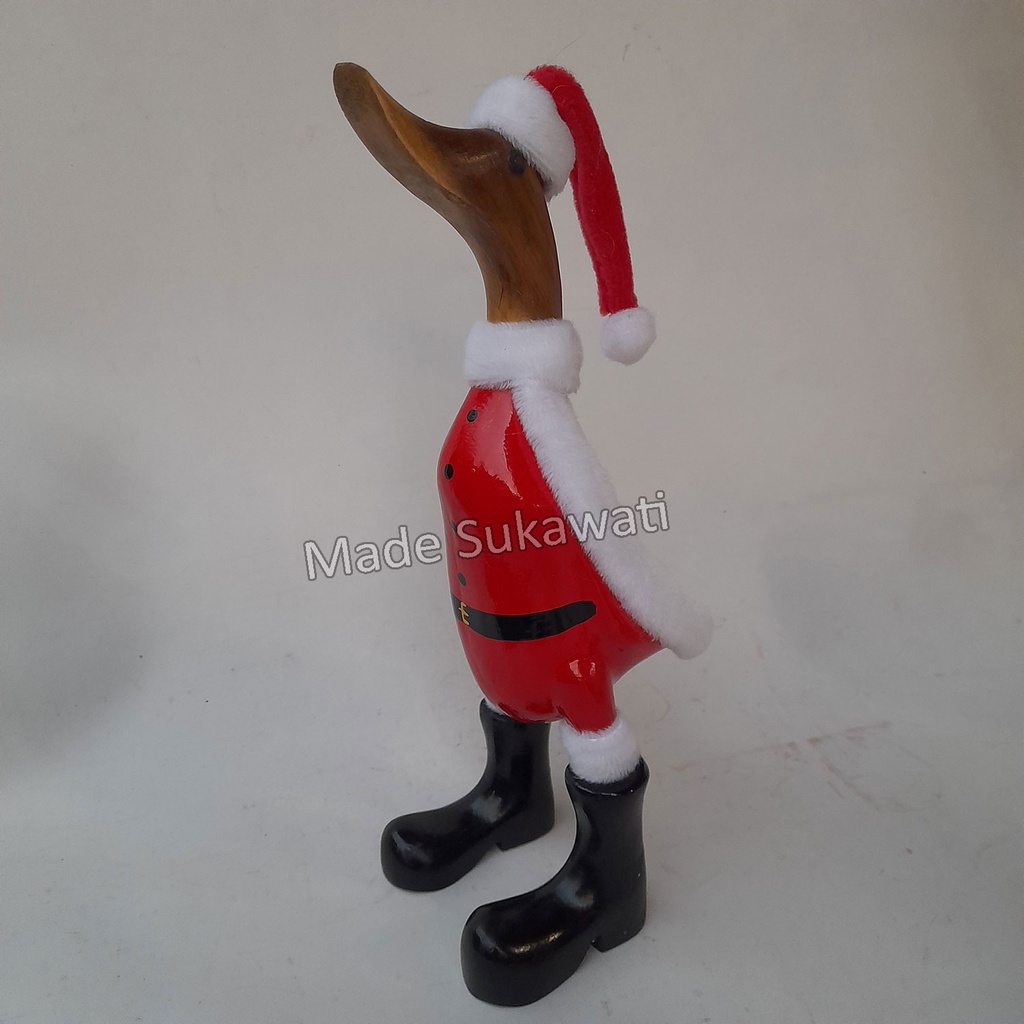 Patung bebek merah putih 27cm Natal Sinterklas SantaClaus kerajinan kayu handmade