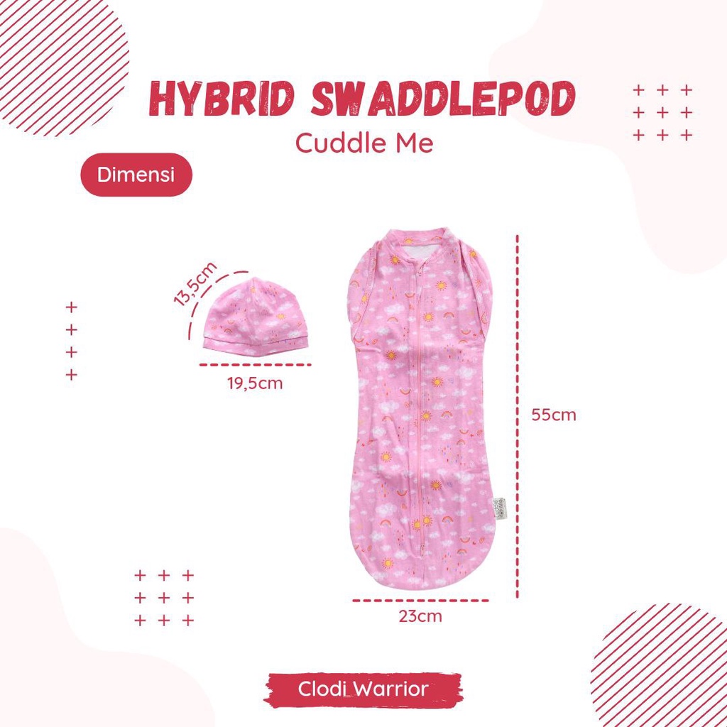 CUDDLE ME Hybrid Swadllepod Bedong bayi instan resleting praktis bahan katun nyaman