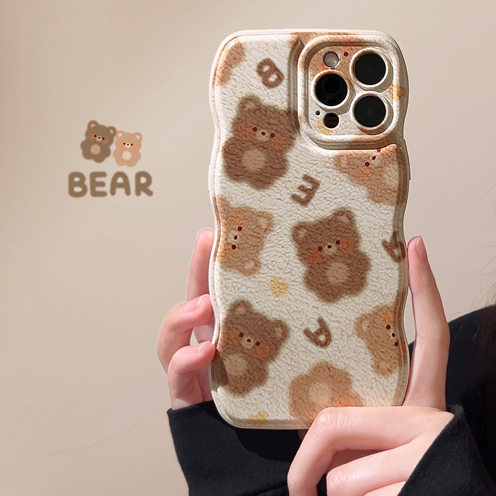 IPHONE Ins Casing Silikon Kartun Beruang Coklat Lucu Case Untuk Iphone14 11 12 13 PRO MAX Casing Cover Pelindung