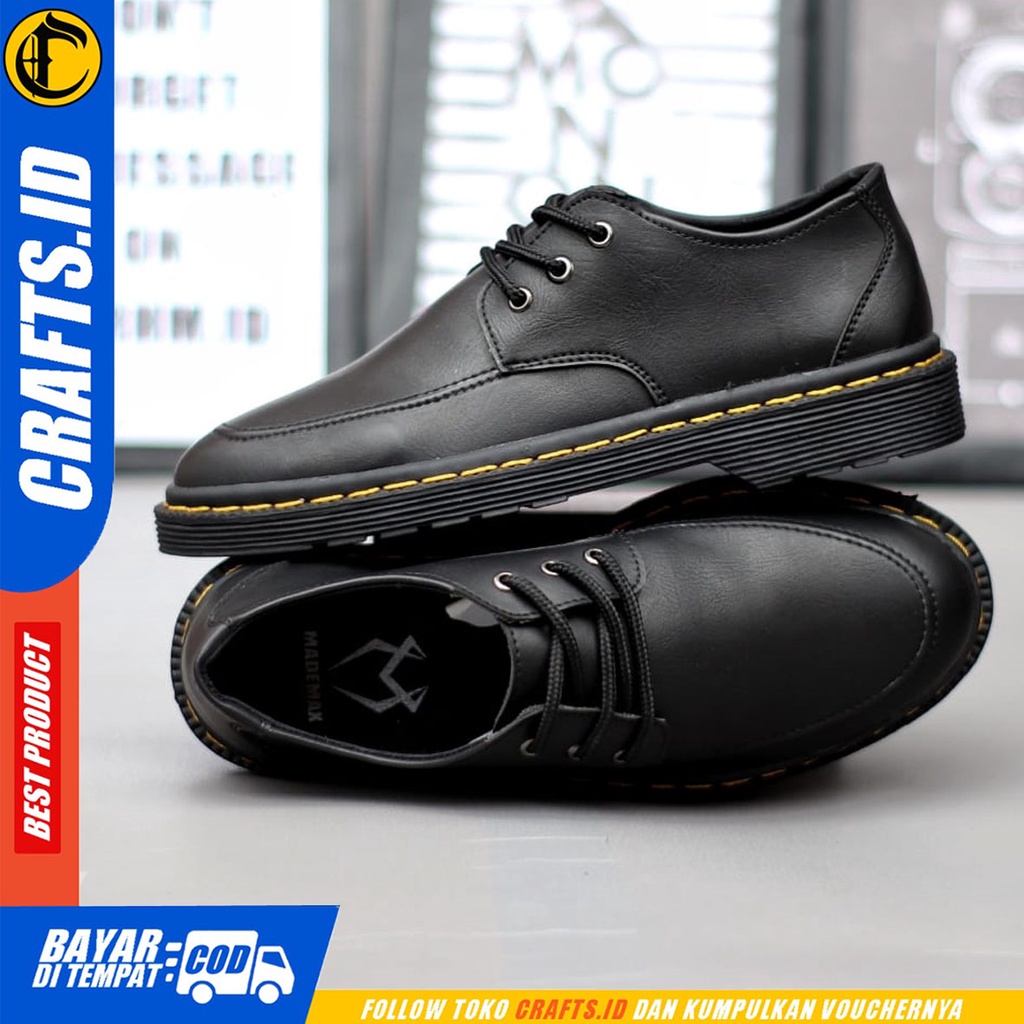 CRAFTS fall - Sepatu Pantofel Docmart Formal Casual Kerja Hitam Pria