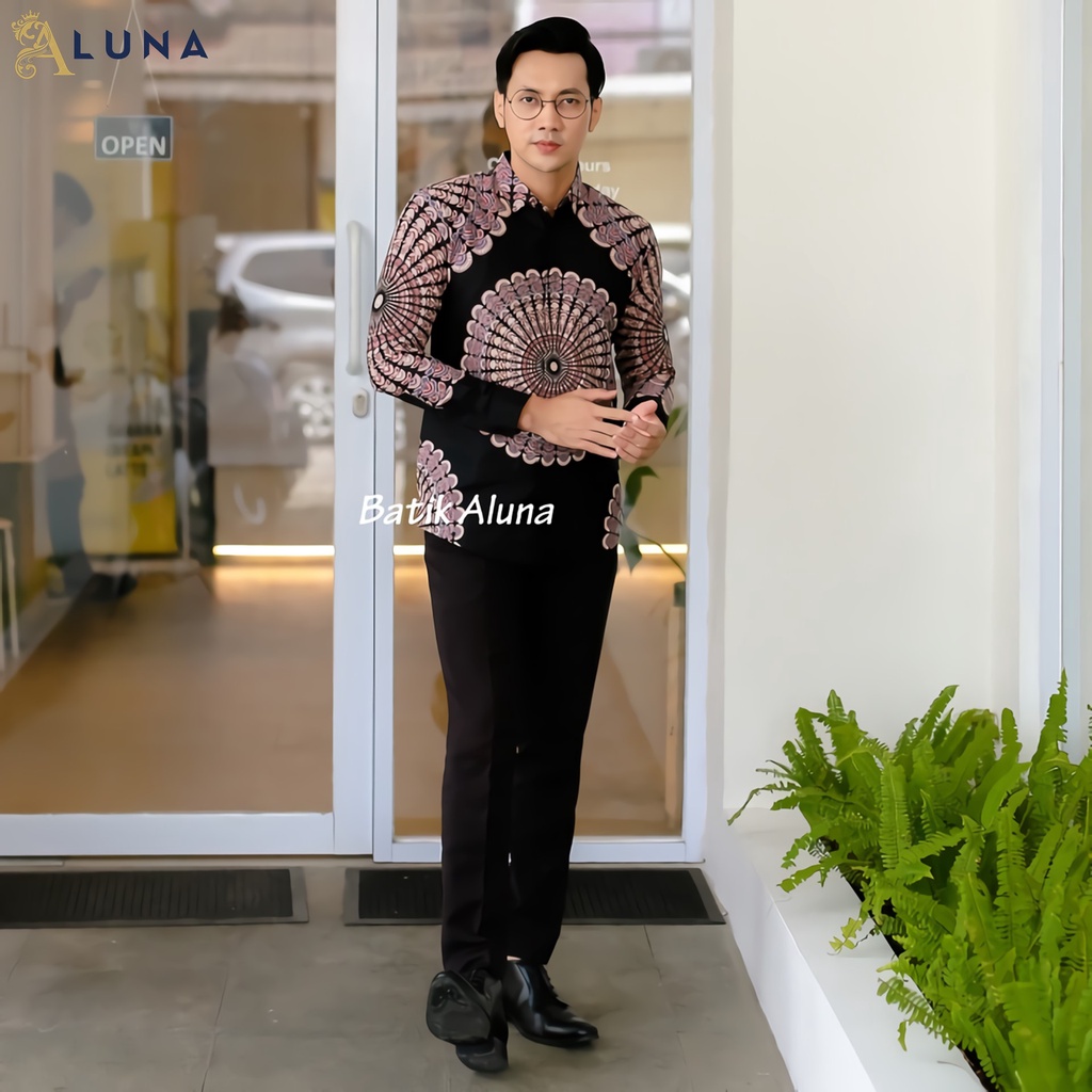 Batik Pria Lengan Panjang Slimfit Atasan Batik Premium Pria Cowok Batik Pekalongan Kekinian Original Modern Seragam Kantor Jumbo SBA 04