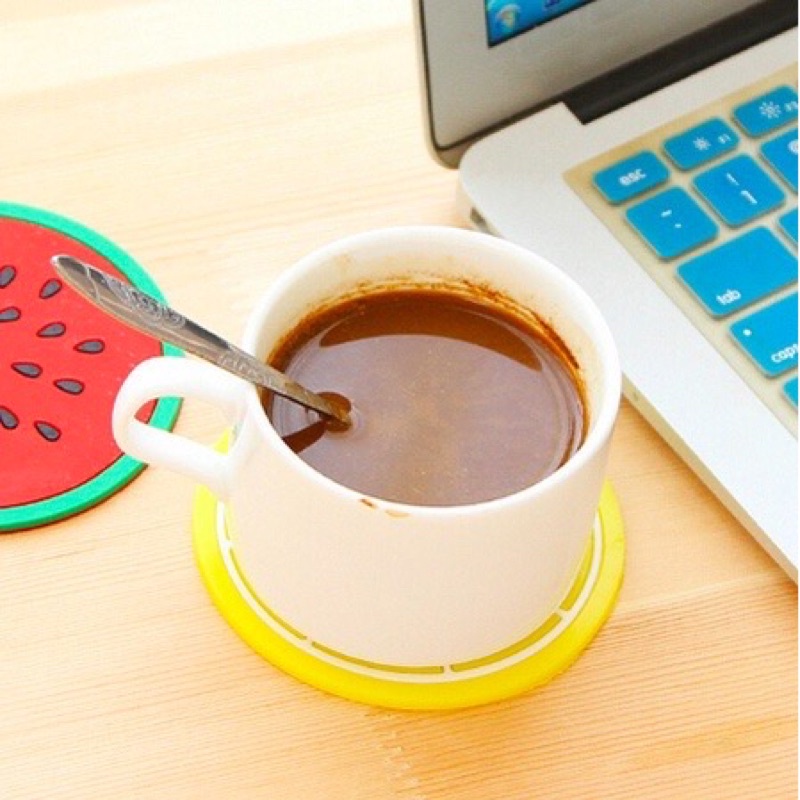 Tatakan Gelas Silikon Bentuk Buah Anti Panas Motif Lucu Alas Cangkir Silicone Anti Slip