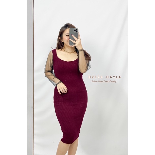 MDLV ~ Dress Hayla Rajut combi Lace Bodycon