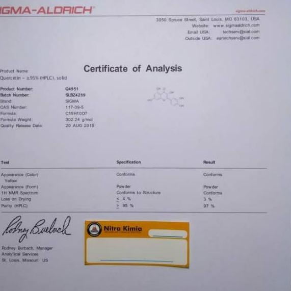 (O-9.8✪) Quercetine Sigma/Quercetin/Quersetine/Quersetin/Kuercetine/Kuersetin berkualitas