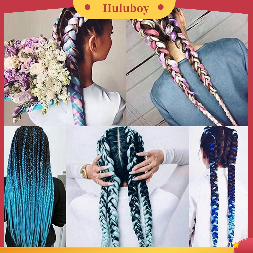 Wig Rambut Ekstensi Model Kepang Bahan Serat Sintetis Suhu Tinggi Ukuran 26 Inci