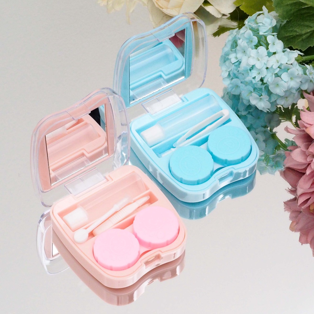 Softlens Case Ada Cermin Tempat Softlens Bentuk Gigi Motif Campur Wadah Softlens Case Travel