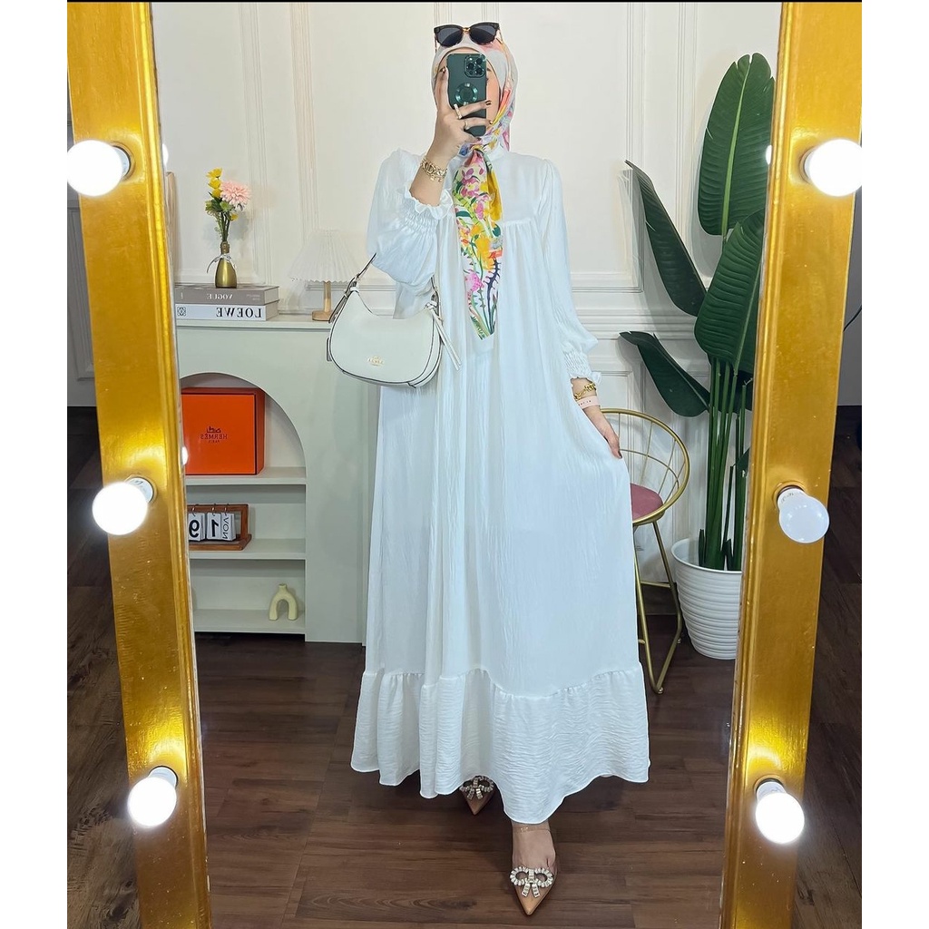 (MGA) GAMIS RUFFLE GALILA DRESS WANITA CRINCLE AIRFLOW