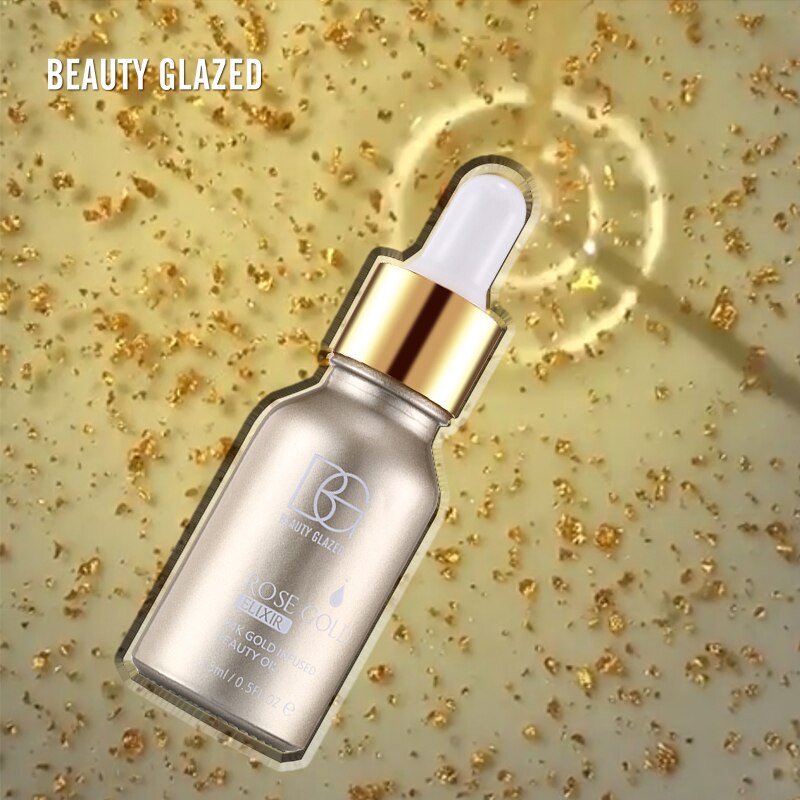 Beauty Glazed Rosegold Elixir 24K Infused Beauty Oil Serum Gold Serum Moisturizer Serum Anti Aging Serum Beauty Glazed