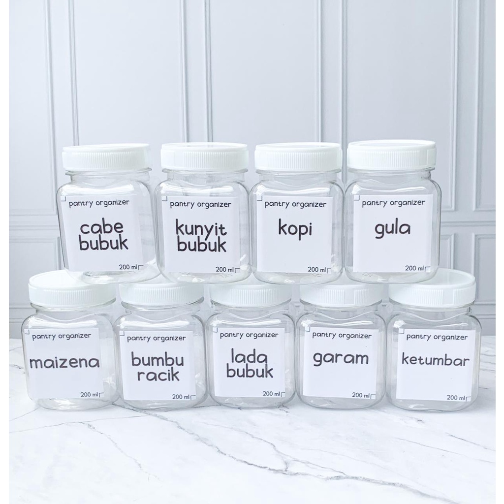 【GOGOMART】A GRATIS SENDOK - Wadah Tempat Bumbu 200ml / Spice Jar Aesthetic / Minimalist Pantry Organizer / Botol Sambal Wadah Bumbu- 200ml - BUMBU A