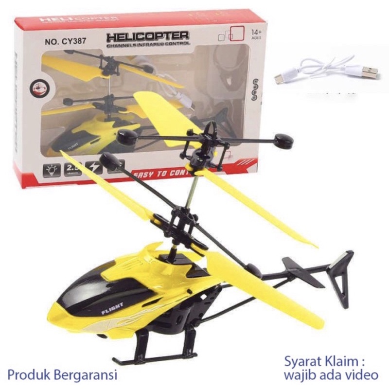 Mainan Rc Helikopter Sensor Tangan dan Remot Control Free Kabel cas - Minan Helikopter - Mainan helikopter remot