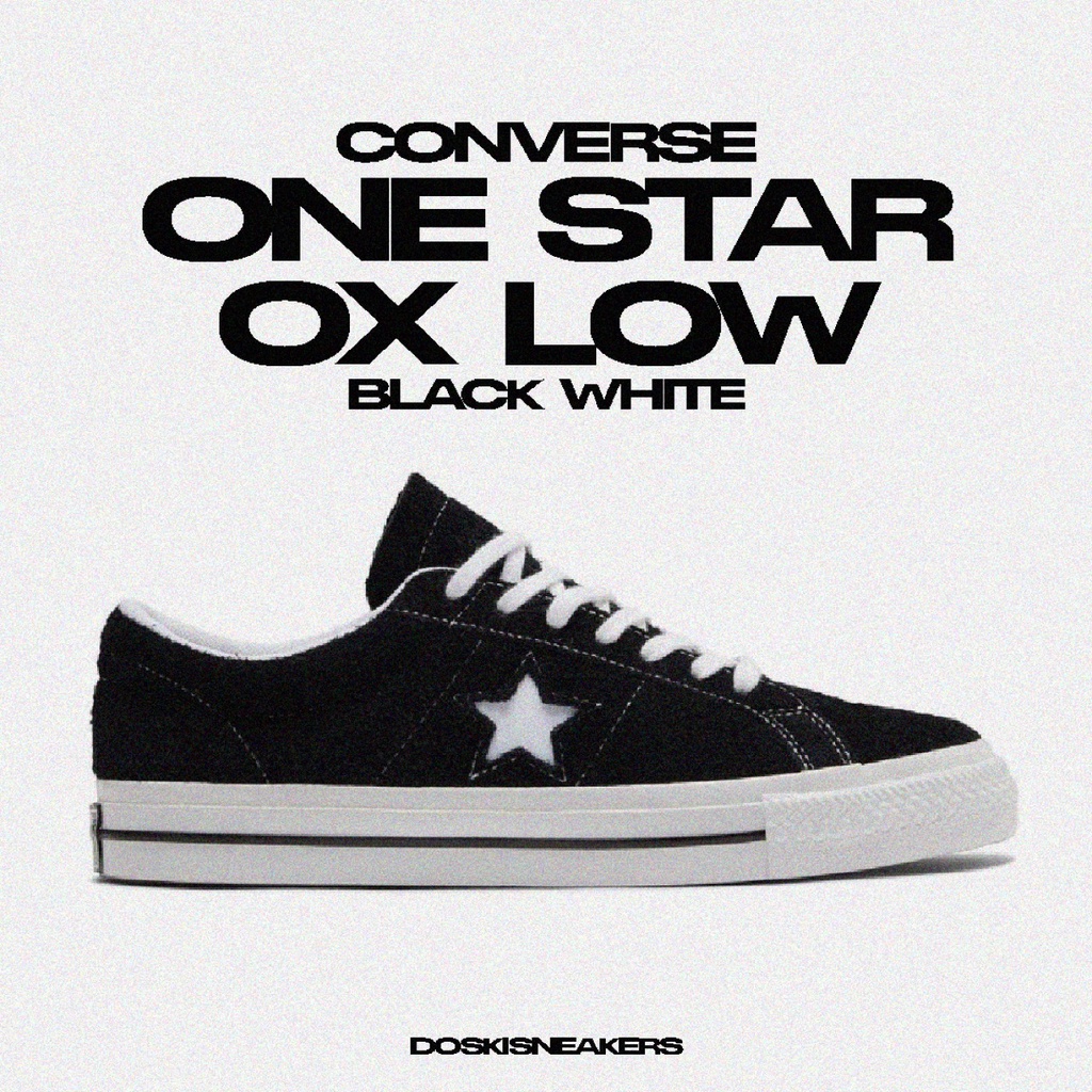 Converse One Star OX Low Black White 100% Original Sneakers Pria Wanita Sepatu Ori Murah Sepatu Conv