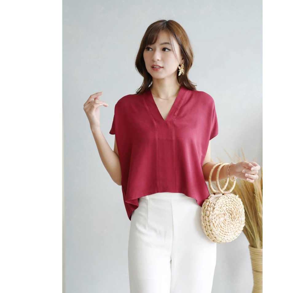 (COD) OH Fashion Blouse Nokha V Neck Wanita #2489