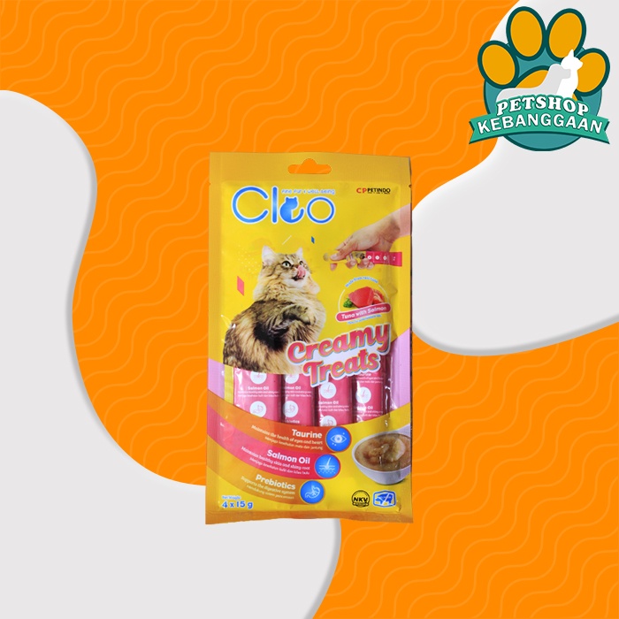 Snack Cemilan kucing Cat treats Cleo Creamy Non Meo bio Creamy 4X15 GR