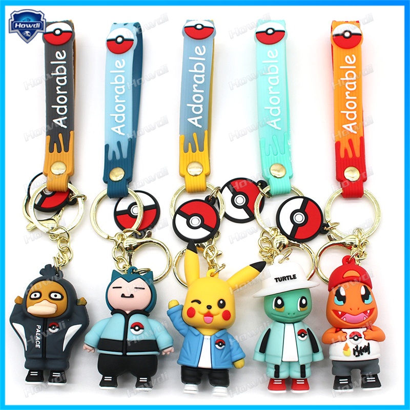 Gantungan Kunci Pokemon Lucu Pikachu Anime Angka Tas Liontin Resin Fighting Pikachu Keyring Colorful Mobil Anime Key Chains