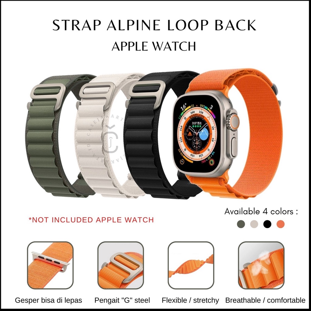 ( TANPA JAM ) ALPINE LOOP BACK TALI STRAP WATCH ADJUSTABLE - SERIES ULTRA 8 7 6 5 4 3 2 1 SE ULTRA | SIZE 38mm 40mm 41mm 42mm 44mm 45mm 49mm | Tali strap sport band apple watch iwatch smartwatch iwo