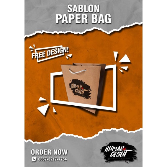 

Sablon Paperbag uk 18x12x25 Free Desain
