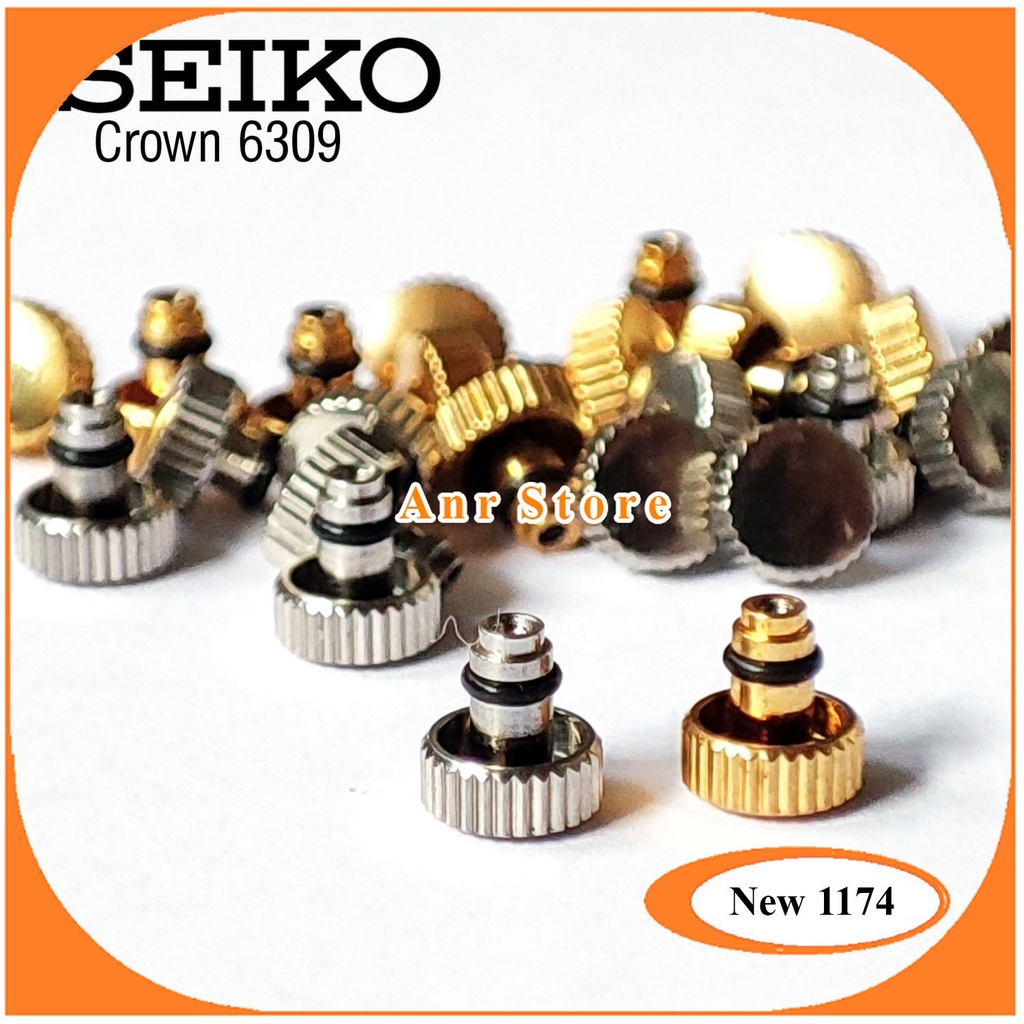 KNOP KNOB CROWN SEIKO 6309 SILVER GOLD 4 MM